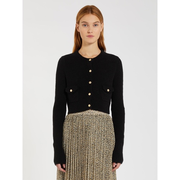 MARELLA Tops - MARELLA Elegant Black Crop Top with Gold Accents